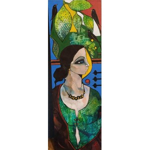 Abrar Ahmed, 12 x 36 Inch, Oil on Canvas, Figurative Painting, AC-AA-594 Abrar Ahmed, 12 x 36 Inch, Oil on Canvas, Figurative Painting, AC-AA-594